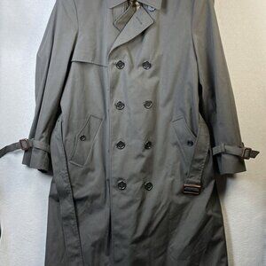 Bradley Jons Trench Coat Men 40R‎ Bttn Pockets Collared Missing Removable Warmer